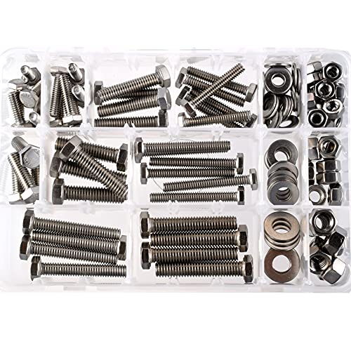 Hex Flat Head Bolts Metric Screws Nuts Hardware Flat And Lock Washers Sae Assortment Kit 304 Stainless Steel 1/4 5/16 3/8 5/16 #TOP1