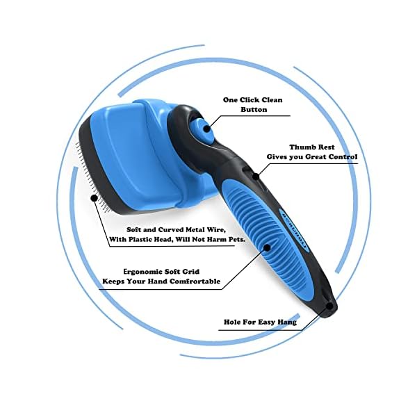 BORUHOLI Self-Cleaning Slicker Dog/Cat Brush,Pet brush with plastic tips will not harm the skin.Shedding and dematting comb for Grooming long/short hair and large/small dogs and cats. BORUHOLI Self-Cleaning Slicker Dog/Cat Brush,Pet brush with plastic tips will not harm the skin.Shedding and dematting comb for Grooming long/short hair and large/small dogs and cats.