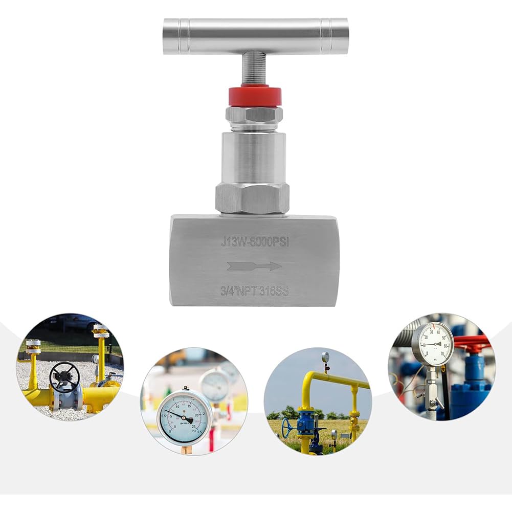 Válvula de aguja de acero inoxidable 316, conexión hembra NPT, control de flujo hidráulico de 2 puertos para transmisión de agua, gas, aceite, hasta 6000 PSI
