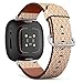CJBROES Replacement Leather Watch Band, Compatible with Fitbit Versa 3 and Fitbit Sense of Wristband Bracelet Accessory - Oriental Feather