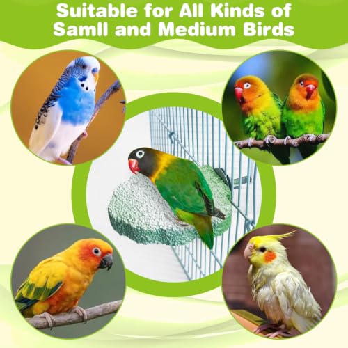 Image of PINVNBY 3PCS Bird Beak Grinding Stone Resin Bird Perch Stand Grinding Claw Birds Cage Perch Parrot Climbing Chewing Toys Parakeet Cage Accessories for Budgies Cockatiels Conures (Green)