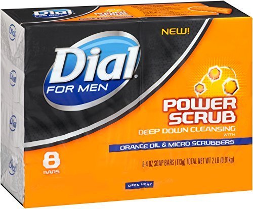 Dial For Men Soap Bar Power Scrub Orange Oil and Micro Scrubbers 8 - 4 Oz (Pack of 2) Includes 5 Skin Care Tips You May Not Know