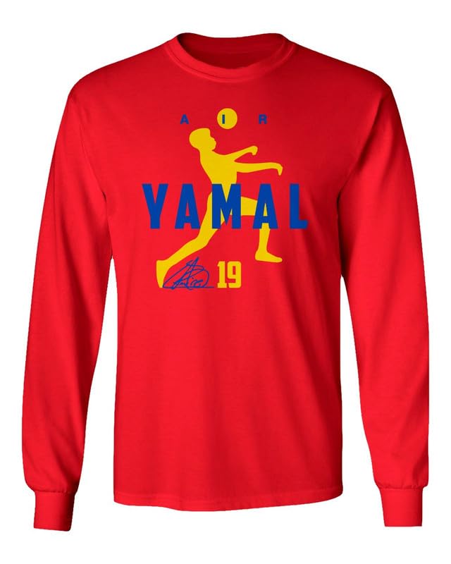 Spain Young Soccer Star Tribute - Air Yamal Long Sleeve T-Shirt (Red, Medium)
