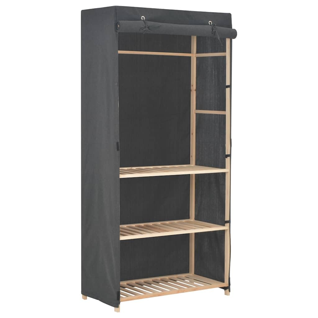 vidaXL 3-Tier Wardrobe Basement Bedroom Attic Closet Clothes Storage Cabinet Organiser Cupboard Rack Furniture Grey 79x40x170cm Fabric