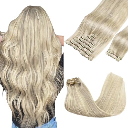 GOO GOO Clip in Hair Extensions Real Human Hair, Remy