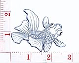Gray White Japan Goldfish Animal Koi Fish Chinese Cartoon Patch Sew Iron on Embroidered Applique Cra