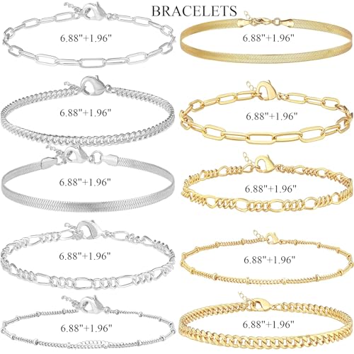 MAGIDOVE 10PCS Anklets for Women Anklet Bracelet for Women Gold and Sliver Color2
