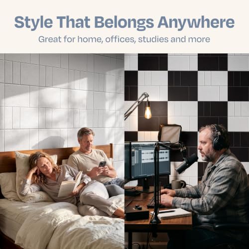 Image of Acoustic Panels 12-Pack Soundproof Wall Panels 12 inchx12 inchx0.4 inch Decorative Sound Dampening for Your Home, Office, Studio, Bedroom & More with Unique GridFrame Carving [White]