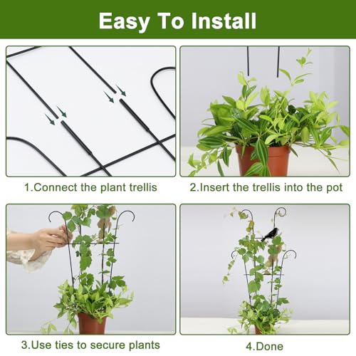 Image of 23in Plant Trellis Indoor, Trellis for Potted Plants with Bird, Garden Trellis Climber Support for Climbing Plants Pothos Hoya Vine
