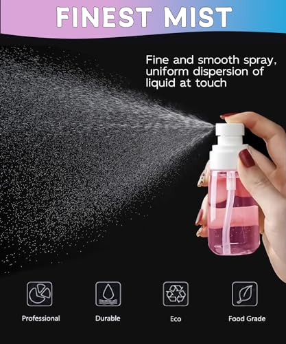 6 Pack Small Spray Bottles - Travel Size 3 Pack 1oz/30ml and 3 Pack 2oz/60ml with 3pcs Funnels, Fine Mist Mini Plastic Refillable Spray Bottles - Pink2