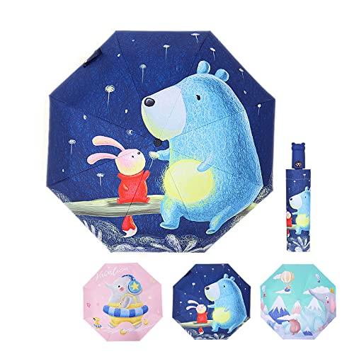 Evka Kids Folding Umbrella—Auto Open/Close, Travel Compact, Cartoon, Anti-Rebound,Waterproof And Uv-Resistant Umbrella For Boys And Girls. #TOP2