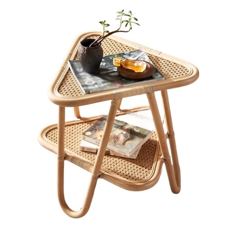 Mesa de centro con espacio de almacenamiento Ratán Mesa de café redonda combinación Ratán simple moderna sala de estar pequeña mesa auxiliar para apartamentos pequeños Mesa de centro para sala de