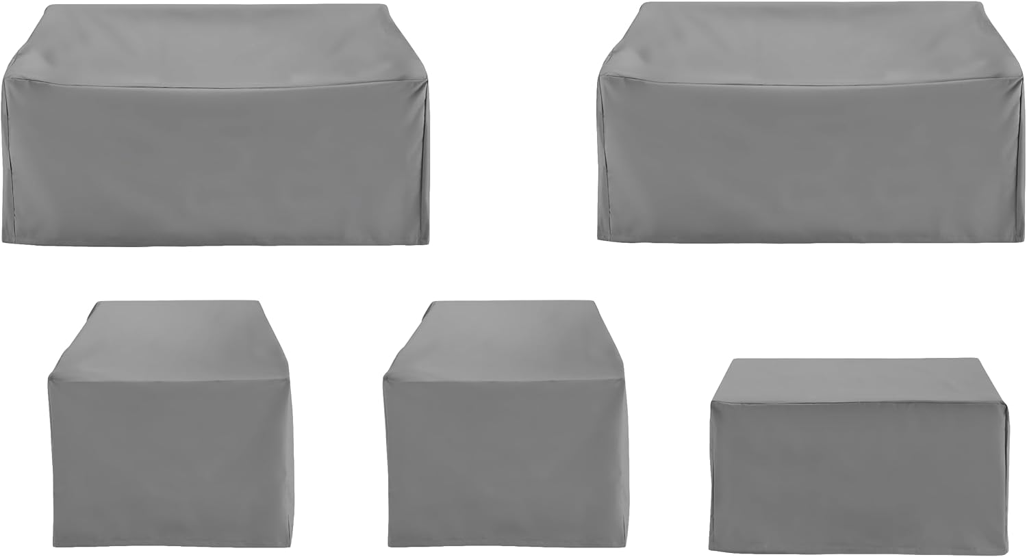 Crosley Furniture Patio Furniture Covers, Waterproof 5-Piece Cover Set for Outdoor Sectional Sofa Sets, Gray