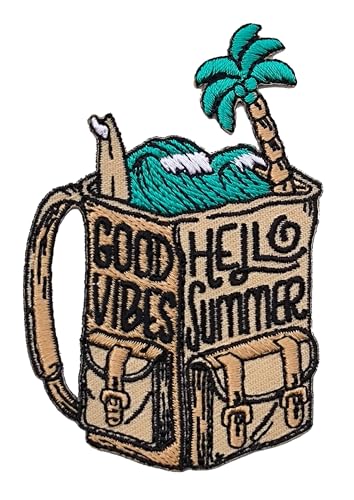 Good Vibes Hello Summer Mochila bordada com ferro em patch para vestuário trilha trilha acampamento montanha