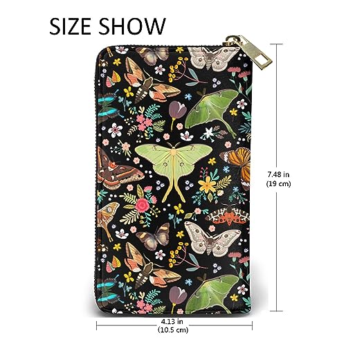 Magic Butterflies Wallet Slim Thin Leather Purse Wallet With Zip Around Clutch Casual Handbag For Phone Key Credit Cards 5