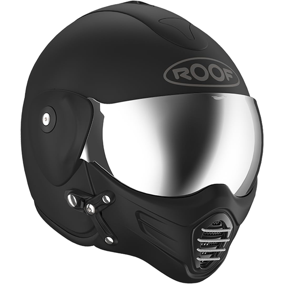 Casque Moto Jet Haut De Gamme ROOF Roadster en Fibre De Verre avec Mentonnière Amovible Magnétique Écran Iridium Inclus– Couleur Iron Noir Mat/Argent - Offre Directe Usine - Garantie 4 Ans