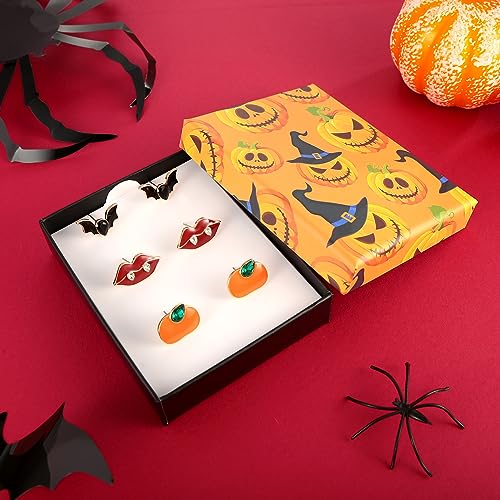 WOWORAMA Halloween Earrings Cute Pumpkin Earrings for Women Fun Crystal Pumpkin Stud Earrings Funny Smiling Face Pumpkin Drop Earrings Halloween Earrings Jewelry