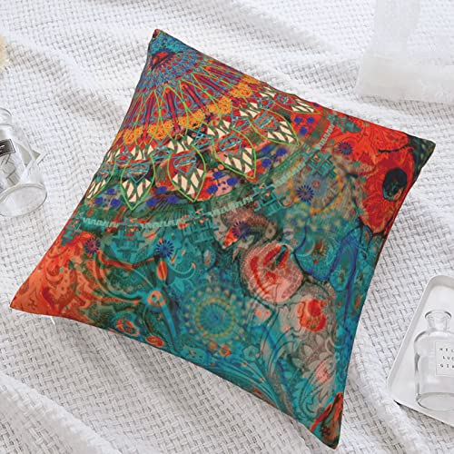 Varun Throw Pillow Covers Abstract Mandala Flowers Square Pillowcases For Home Decor Sofa Car Bedroom Aesthetic Vintage Wild Floral Colorful Design Pillow Cases 18X18Inch #TOP5
