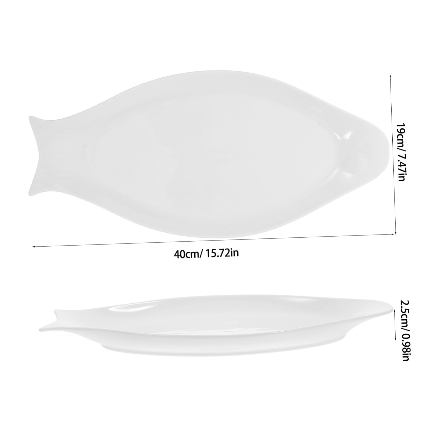 STOBAZA 1Pc Embossed White Fish Shaped Plate Elegant Appetizer Serving Dish for Sushi Snacks and Desserts Non Slip Scalding Design for Home and Hospitality