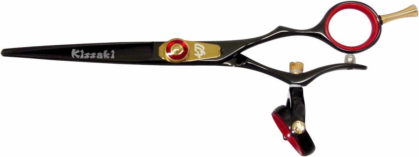 Kissaki Hair Scissors Gokatana 6.0 inches Double Swivel Black R Titanium Hair Cutting Shears