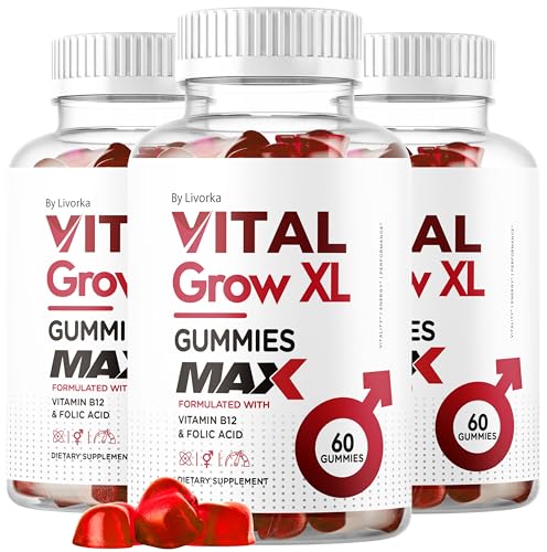 (3 Pack) Vital Grow XL Male Gummies - Men's Performance Gummies 1050MG Vital GrowXL Blend, Vital Growth Gummy Advanced Formula, 180 Gummies for 3 Months