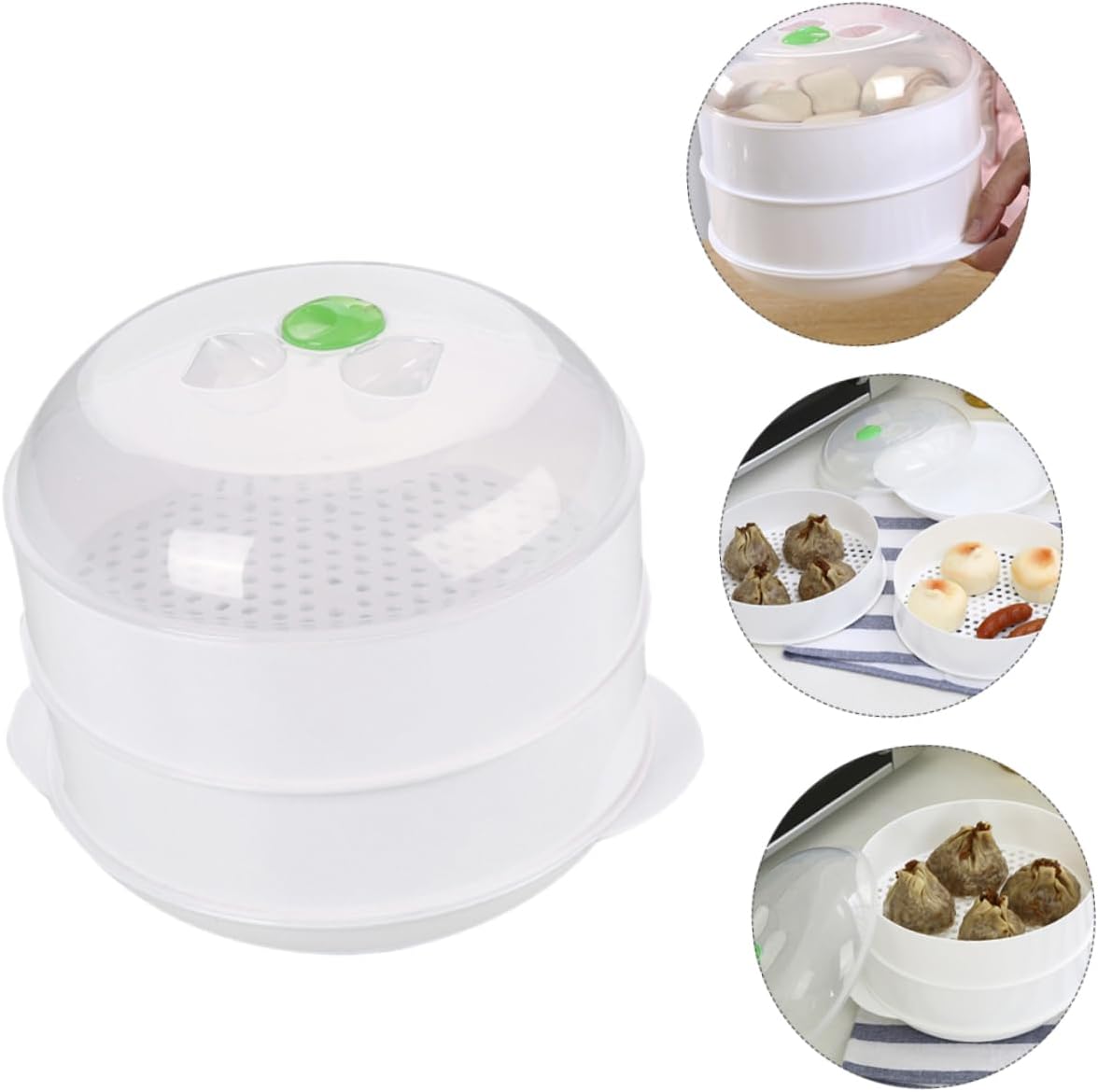 MAGICLULU Microwave Double Food for Cooking Vegetable with Ventilation for Easy Cleaning and Efficient Steam Circulation