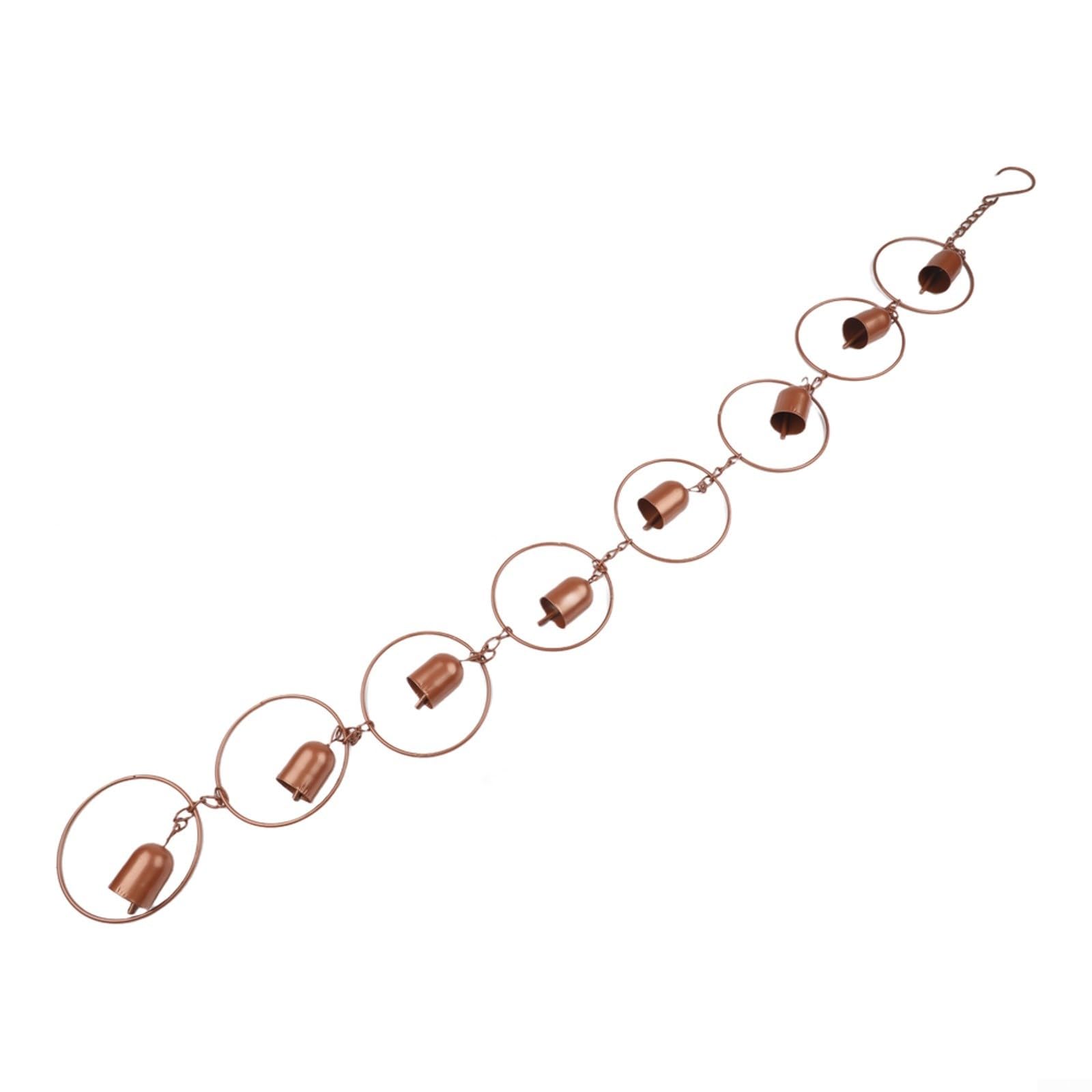 Posheliox Metal Rain Chain with Bells, Decorative Garden Water Feature, Outdoor Art for Patio Entrance Gazebo Downspout Replacement 39 Inches