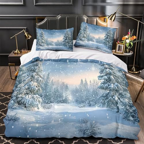 Housse de couette chalet de Noël en microfibre légère avec zip