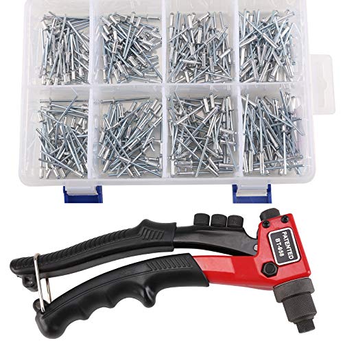 JUEYAN Pince à rivets aveugles Set de rivets pour rivets aveugles avec pince à rivets et 4 embouts interchangeables