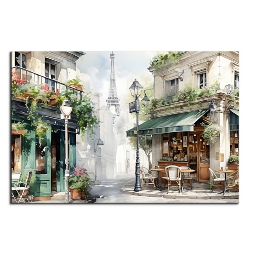 Parisian Street Scene Canvas Wall Art