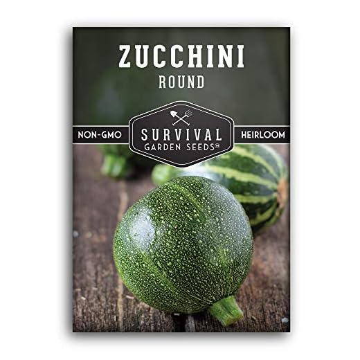 Survival Garden Seeds - Round Zucchini Seed for Planting - Pack with Instructions to Plant and Grow Small Green Zucchinis in Your Home Vegetable Garden - Non-GMO Heirloom Variety