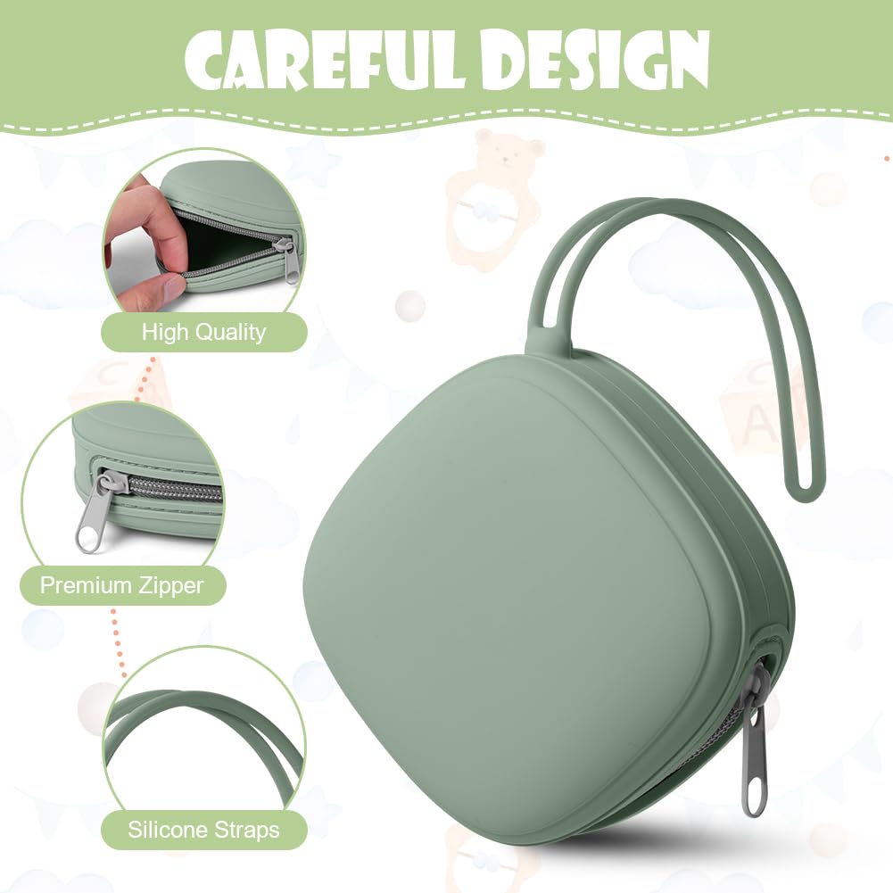 Boite a Sucette Bebe en Silicone Impermeable Sans BPA pour Voyage (Vert)