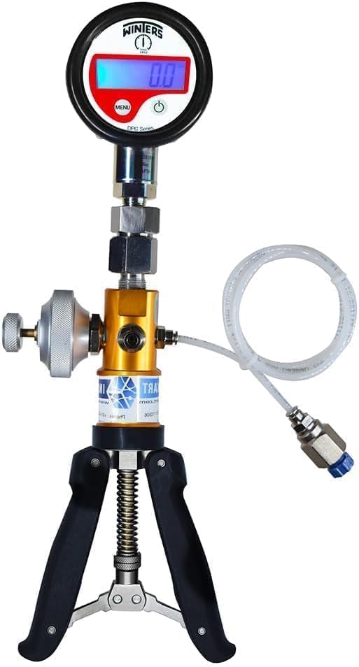Image of *Ship With in 1-Day* Hand Operated Pressure and Vacuum Calibrator (Range: -0.9 to 30 Bar) with Pressure & Vacuum Gauge (-1 to 25 Bar) for Calibration Labs, Pressure gauge Calibration. Model: AI-2200