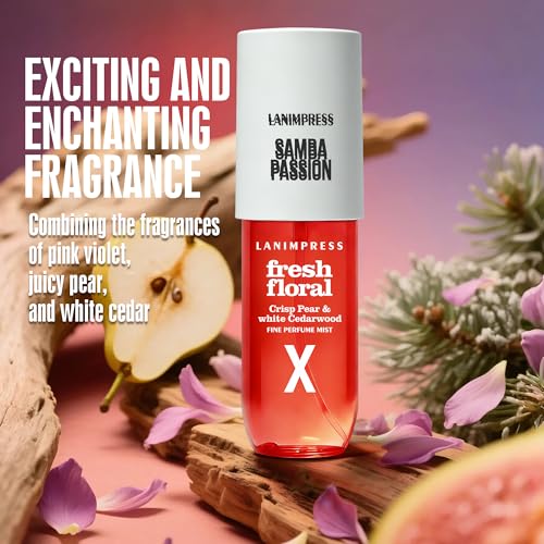 Image of 3 FL OZ Hair and Body Fragrance Mist, Eau De Parfum for Women,Fruity Floral Perfume No.10, Juicy Flower Scent- With Notes of Juicy Pear,Pink Violet,White Cedarwood,Travel Size Body Spray