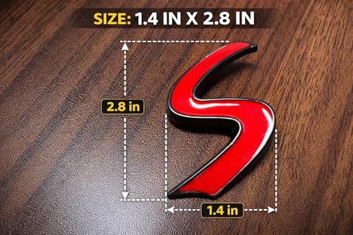 Image of for Mini Red S Letter Emblem 3D Badge Lettering Decal Sticker Replacement Tailgate Matte Black