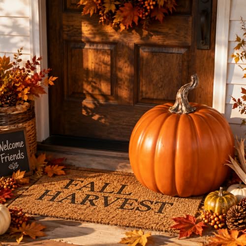 Sintuff Large Fall Pumpkin Decoration Foam Pumpkin 12inch Orange for Porch