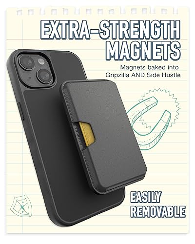 Image of Smartish iPhone 15 Slim Case with Wallet for MagSafe iPhones - Gripmunk - Magsafe Compatible Thin Grip Cover + Detachable Magnetic Credit Card Holder - Black Tie Affair