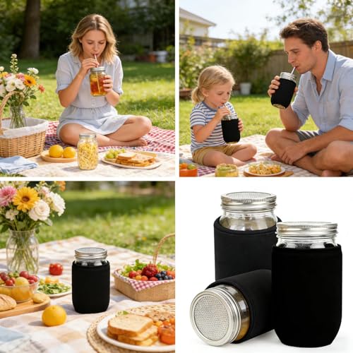 Fangssiy Fundas Para Frascos De Conserva | 4 Piezas de Cubierta Aislante,Protector que Bloquea la Luz para Tarros de Conserva,Para Recipientes De 710 Ml Y 950 Ml Para Germinación Hidroponía Bebida - imagen 5