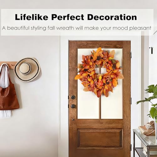 Couronnes d'automne pour l'extérieur avec feuilles d'érable pour fête de récolte - 4