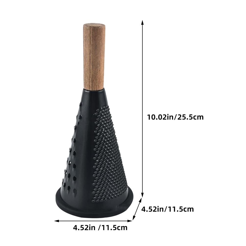 Luxshiny Grattugia a cono per formaggio in acciaio inox, tripla mano, per verdure, formaggio, patate, frutta, verdura, tritatutto, con manico in legno, per triturare, taglierina, limone, grattugia