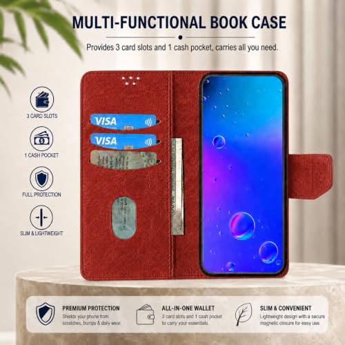 Image of SBMS Flip Cover for Oppo K13 5G Back Cover Case with Magnatic Closure | Inbuilt Stand | Card & Money Pocket (Brown)