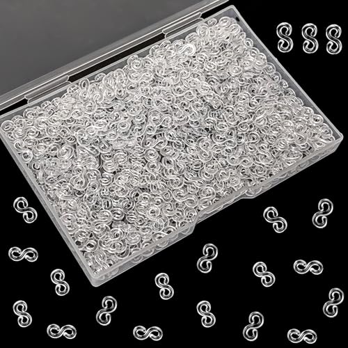 1000pcs S-Clips Rubber Band Clips Loom Band Clip Plastic Connectors Supplement Kit DIY Refill Supplies Loom Bands for Jewelry Craft (Clear)