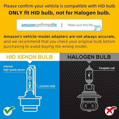 Image of Sinoparcel D4S Xenon HID Headlight Bulbs - 8000K 35W High Low Beam 42402 66440 42402WX Replacement Lights- Pack of 2