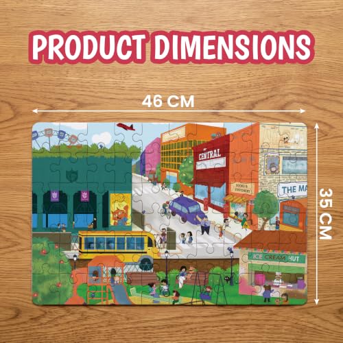 Image of The Curious Bees - Seek & Spot Puzzle & Game - Busy City Puzzle | 60 Pieces + 10 Seek Cards | Gifts for Boys and Girls Ages 4-8 | BIS Approved | Made in India