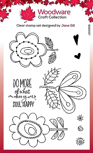 Woodware Jane Gill-Petal Doodles Stamp Set-Happy Soul, 4 x 6 inches, Clear - Image 2