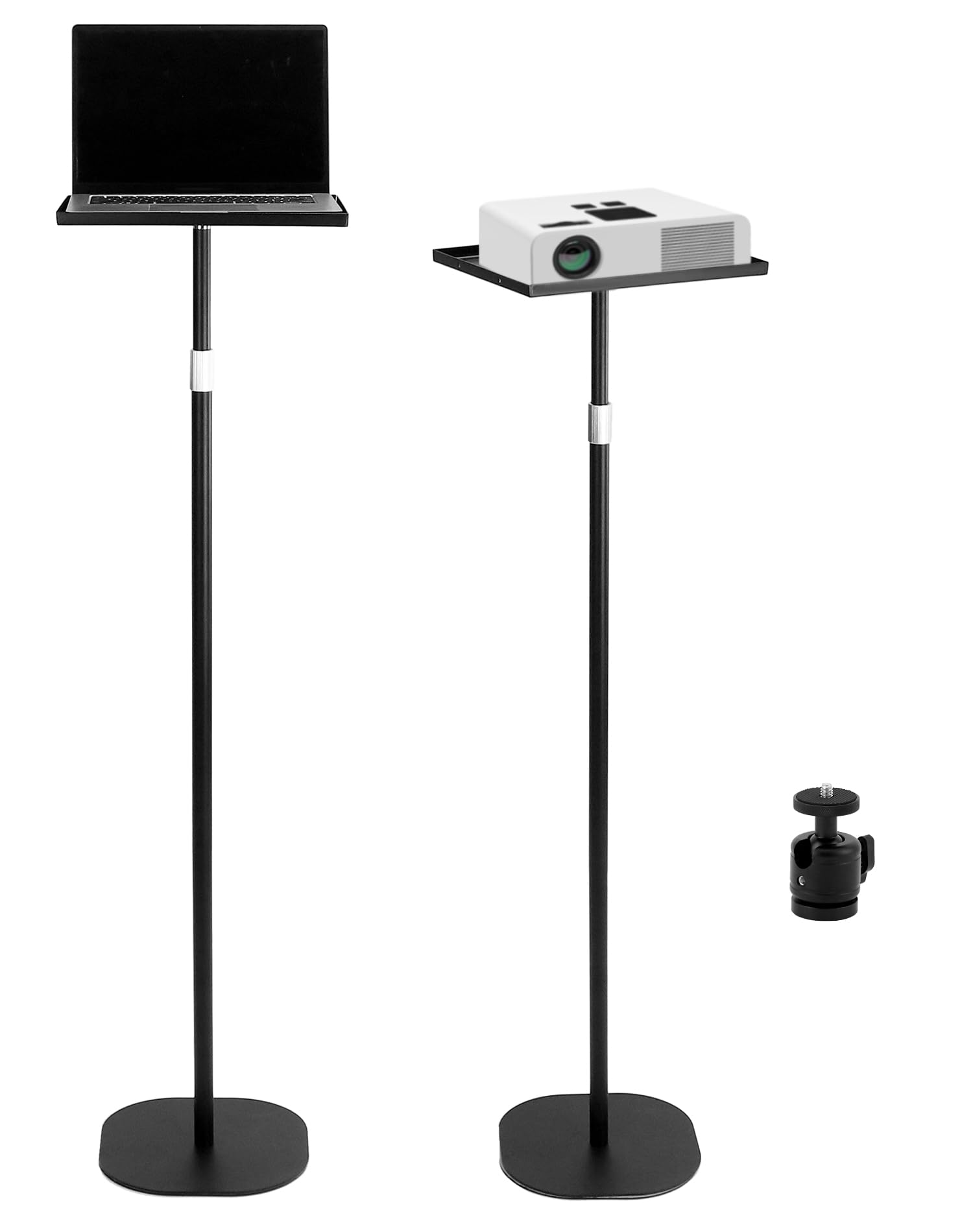 QWORK® Supporto proiettore da terra con snodo sferico da 1/4'', Regolabile in altezza da 60 a 120 cm, Ideale per laptop, proiettori, fotocamere