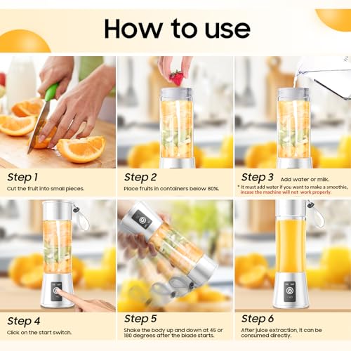 Image of Cordless Portable Personal Size Blender - Mini Blender Make Smoothies and Shakes, 380Ml BPA Free Travel Cup, Powerful Blending Suit in Office /Home /Gym