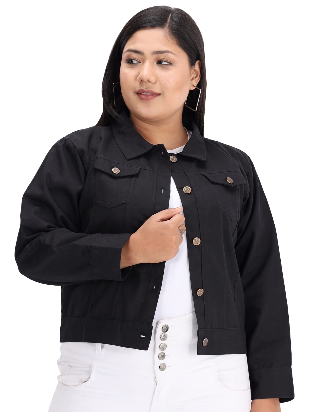Cotton Blend Standard Length Full Sleeve Solid Women Casual Jacket-image-25