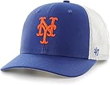 '47 MLB Trucker Snapback Adjustable Hat, Adult One Size Fits All (New York Mets, One Size)