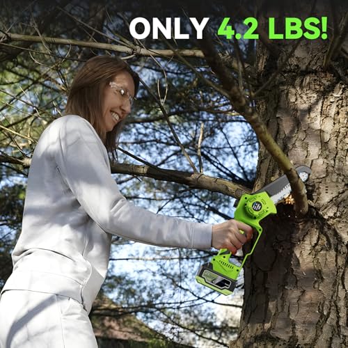 Image of 8 Inch Brushless Mini Chainsaw Cordless, Handheld Electric Saw